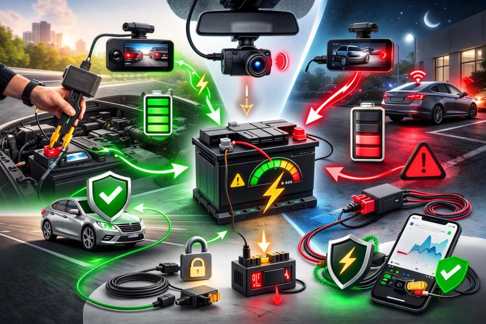 هل تستهلك الداش كام بطارية السيارة؟ الدليل الكامل لوضع الوقوف واستهلاك الطاقة وحلول الحماية