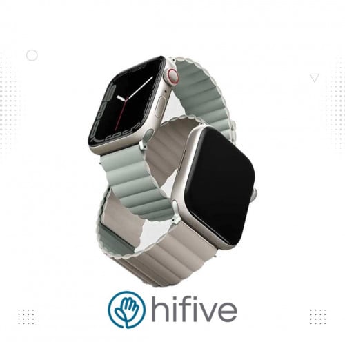 سوار ساعة ابل يونيك ريفيكس مغناطيسي مقاس 38/40/41 - اخضر فاتح مع بيج