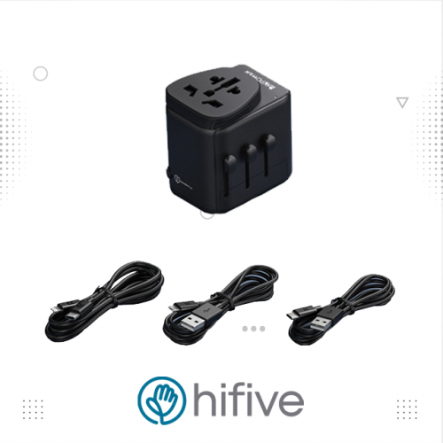 بكج من راف باور فيش السفر 20 واط مع 3 كيابل - اسود