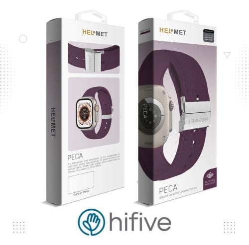 سوار جلدي أنيق مقاوم للماء لـ ساعة أبل من HELMET موديل38mm/40mm/41mm-PECA - عنابي