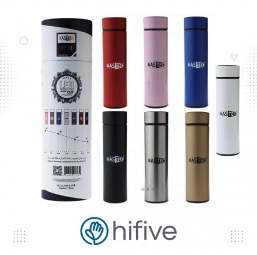 حافظة سوائل ذكية لحفظ المشروبات الباردة والحارة مع مستشعر LED سعة 500 مل ماركة BASTEC