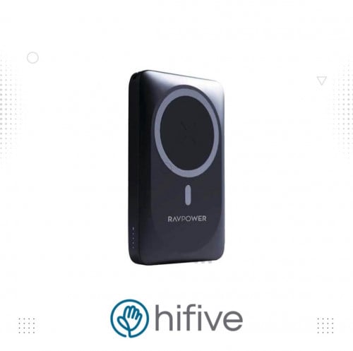 بطارية راف باور 10000 بايونير بمنفذ تايب سي ومنفذ يو اس بي مع مغناطيس بخاصة الشحن الاسلكي - اسود