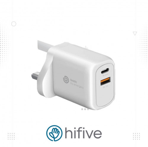 شاحن جداري اينرجيا بمنفذين تايب سي ، يو اس بي بتقنيه بي دي 20 واط وكوالكوم 3 - ابيض