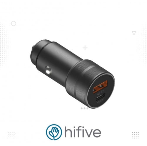 شاحن سيارة اينرجيا بمنفذين بي دي + كوالكوم ، 38 واط - رصاصي