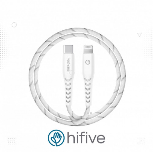 كيبل اينيرجيا نايلون فليكس تايب سي تو لايتننق 1.5 متر - ابيض