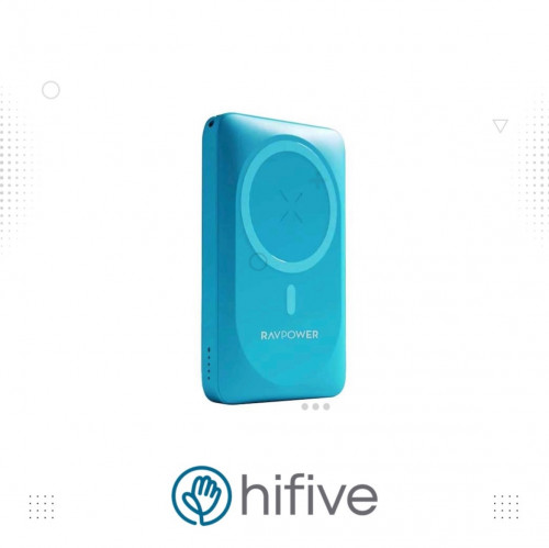 بطارية راف باور 10000 بايونير بمنفذ تايب سي ومنفذ يو اس بي مع مغناطيس بخاصة الشحن الاسلكي - ازرق