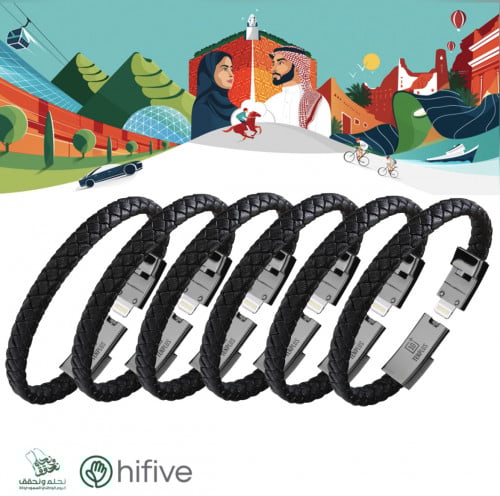 6 قطع من سوارة شاحن ايفون من لايتيننج الى usb - اسود