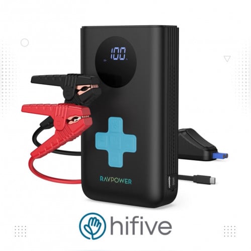 راف باور بطارية مشغل سيارة 11200 ملي امبير وضاغط هواء بقوة 1200 امبير اسود