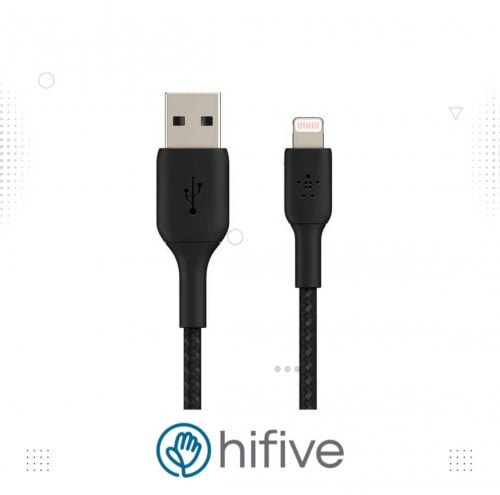 بيلكن كيبل قماشي يو اس بي لايتننق 3 متر - اسود