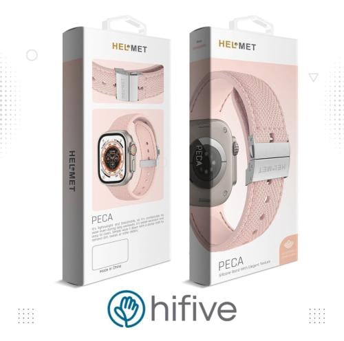 سوار جلدي أنيق مقاوم للماء لـ ساعة أبل من HELMET موديل38mm/40mm/41mm-PECA - وردي