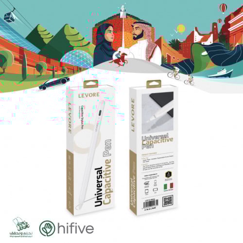 قلم ذكي ليفوري متوافق مع جميع شاشات اللمس ويدعم راحة اليد LTP12 - أبيض