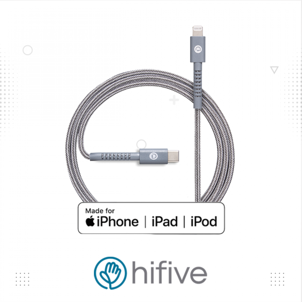 كابل Type C PD قماشي 2 متر من دسكي رصاصي