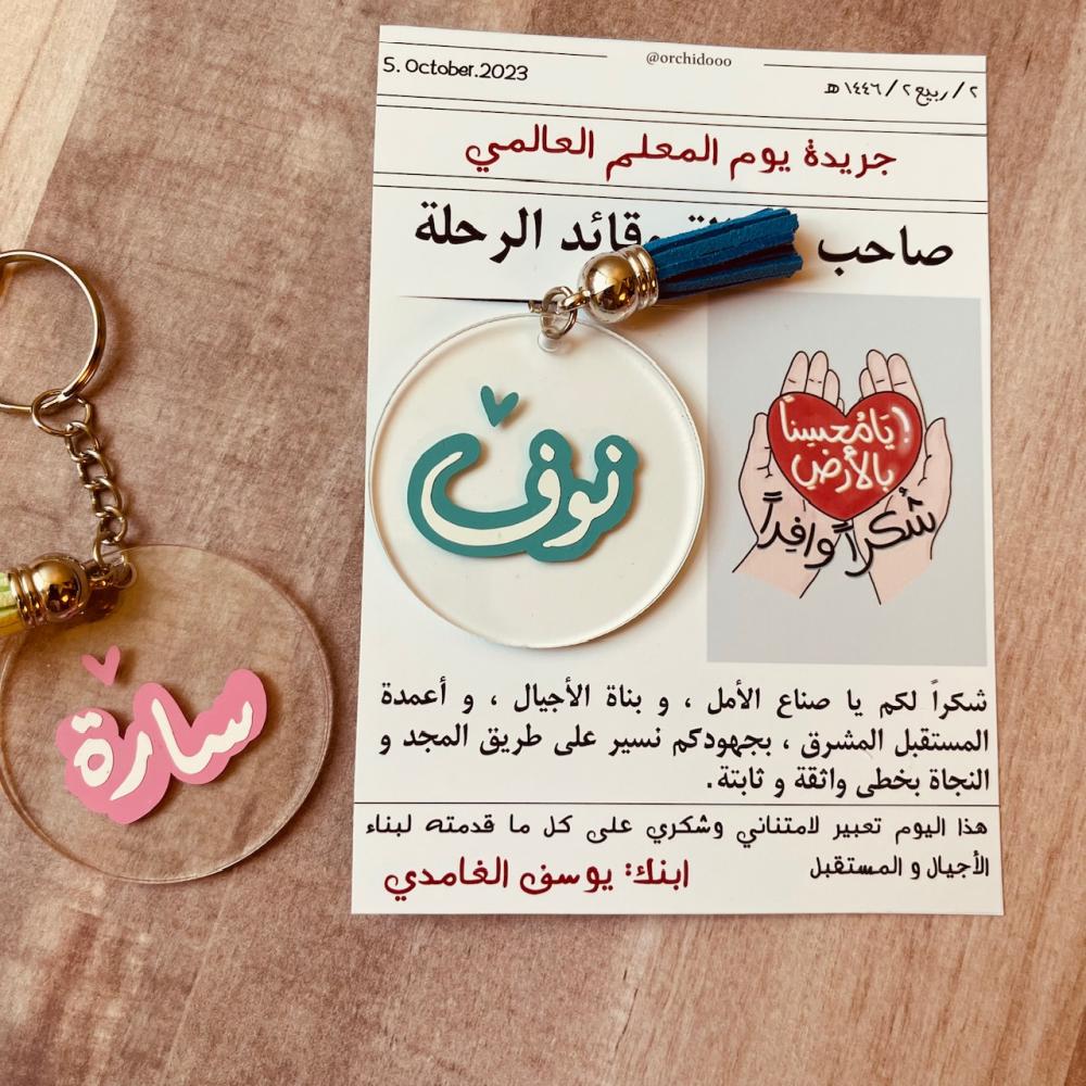 ميدالية بالاسم (حواف ملونة )