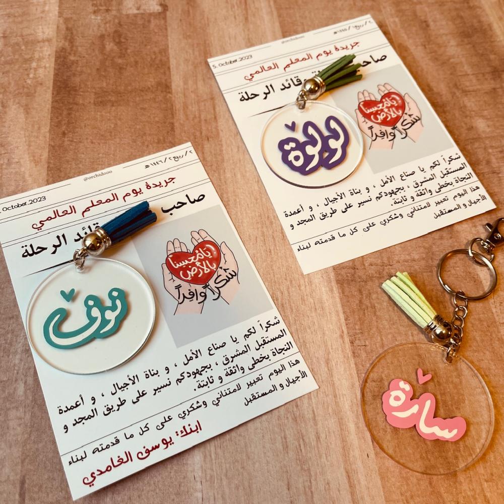 ميدالية بالاسم (حواف ملونة )