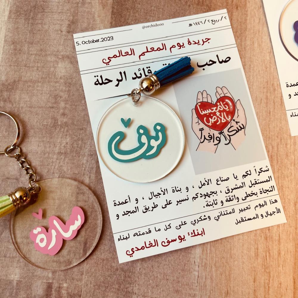 ميدالية بالاسم (حواف ملونة )