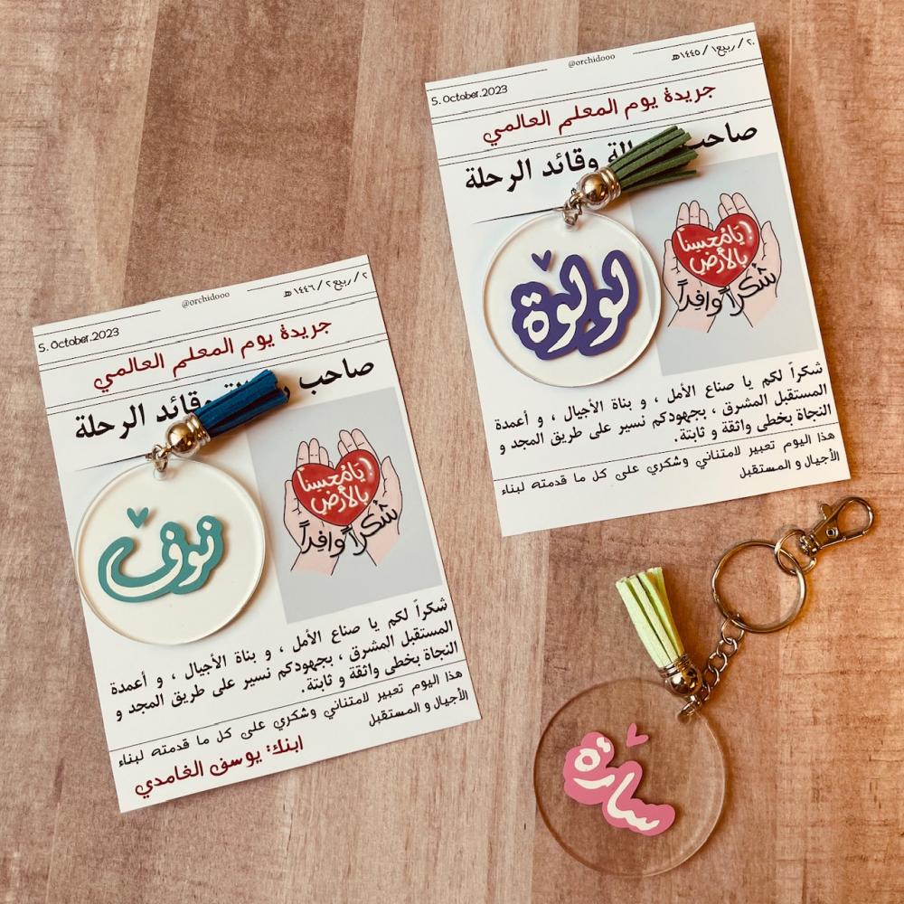 ميدالية بالاسم (حواف ملونة )