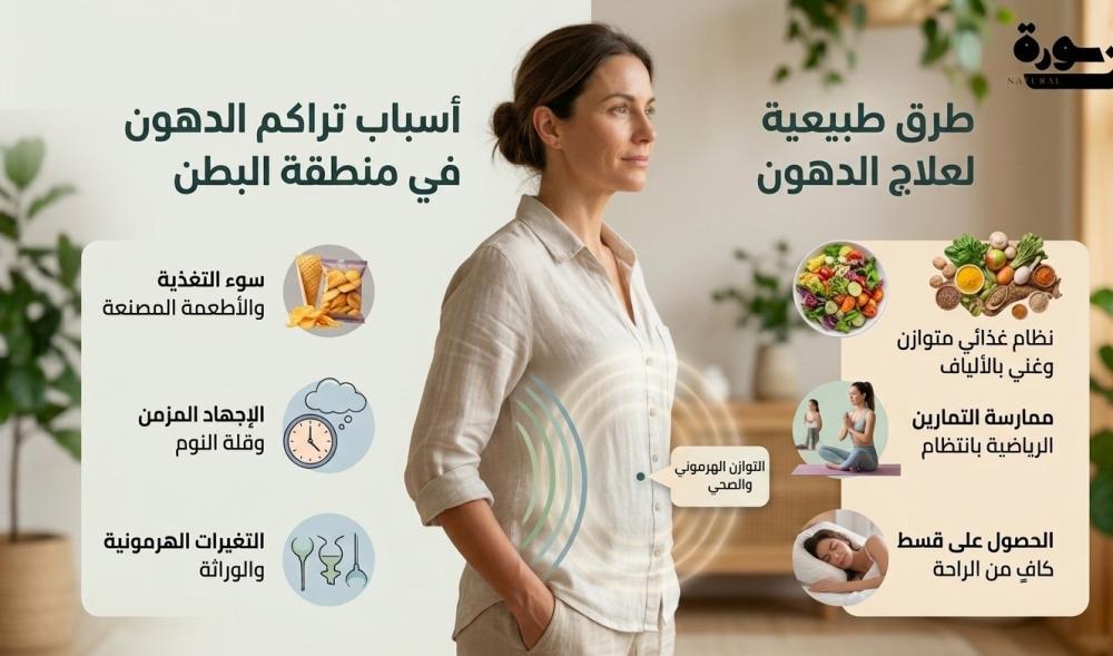اسباب تراكم الدهون في البطن