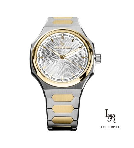 ساعة رجالي لويس ريفال 1028 لونين ذهبي ميناء ابيض