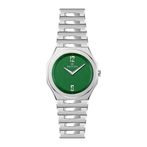 ساعة رجالي بروجيه 24004 فضي ميناء اخضر