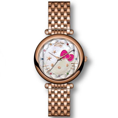 ساعة نسائي  من هالو كيتي 18020 نحاسي ميناء ابيض