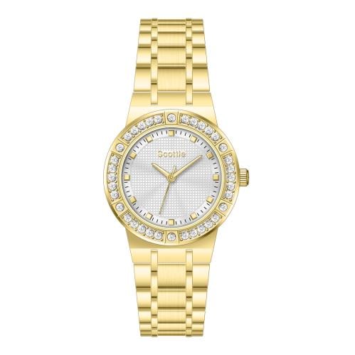 ساعة نسائي سكلوتي  9714 ذهبي ميناء ابيض