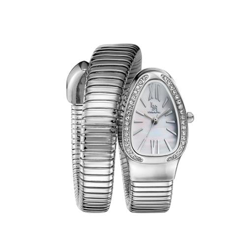 ساعة نسائي  لويس ريفال شكل الثعبان 61002 فضي ميناء ابيض