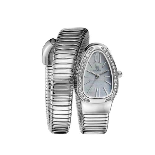 ساعة نسائي  لويس ريفال شكل الثعبان 61002 فضي ميناء رصاصي