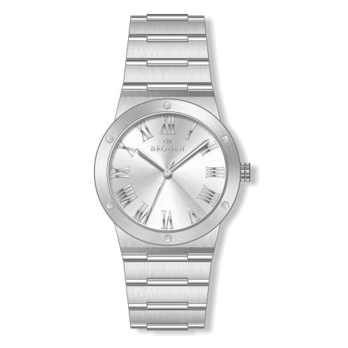 ساعة رجالي  بروجيه 23008 فضي كامل