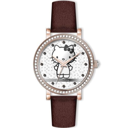 ساعة نسائي من هالو كيتي 19028 جلد بني