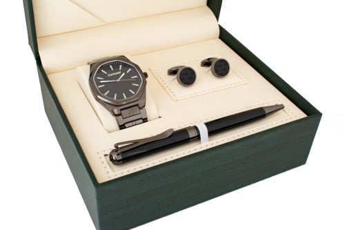 طقم ساعه رجالي  كاروسيل 451اسود كامل