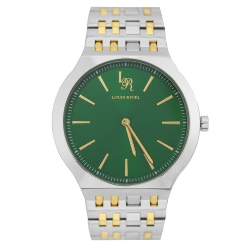 ساعة رجالي لويس ريفال 23013  لونين ذهبي ميناء اخضر