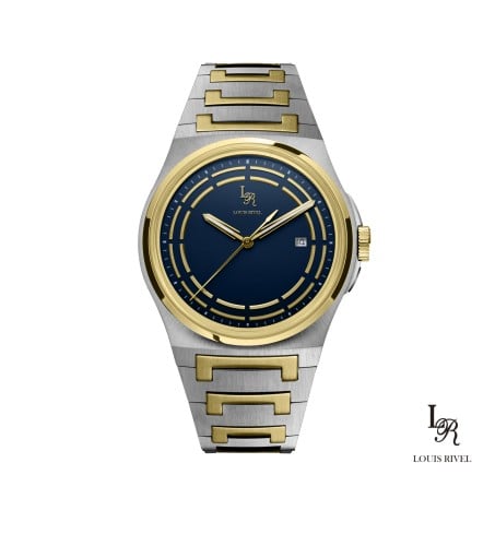 ساعة رجالي لويس ريفال 1215 لونين ذهبي ميناء ازرق