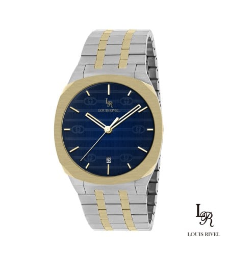 ساعة رجالي لويس ريفال 1040 لونين ذهبي ميناء ازرق
