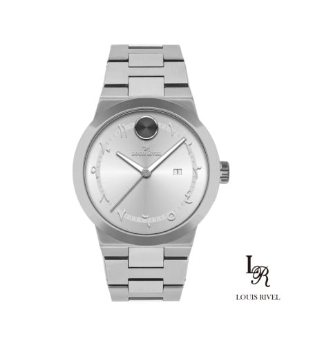 ساعة رجالي لويس ريفال 2437  فضي ميناء ابيض
