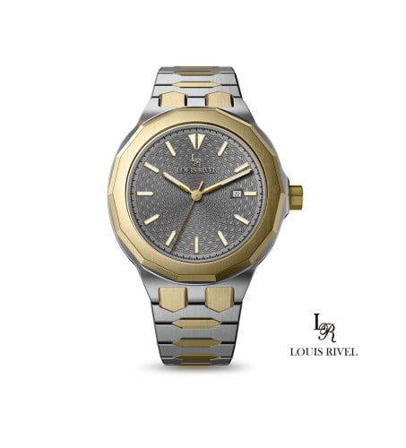 ساعة رجالي لويس ريفال 1099 لونين ذهبي ميناء رصاصي