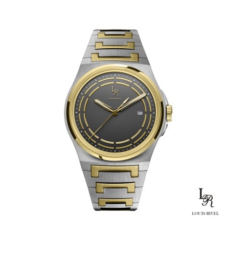 ساعة رجالي لويس ريفال 1215 لونين ذهبي ميناءرصاصي