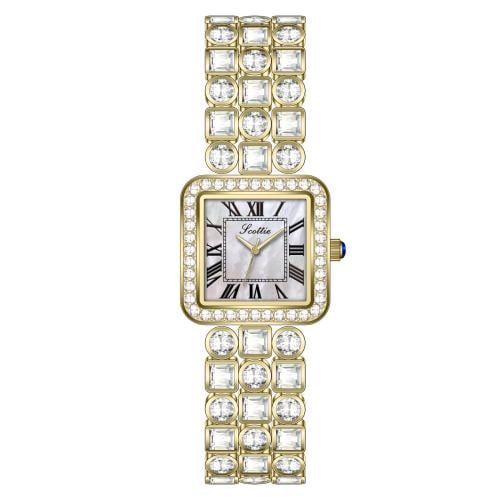 ساعة نسائي سكلوتي  9651 ذهبي ميناء ابيض