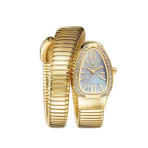 ساعة نسائي  لويس ريفال شكل الثعبان 61002  ذهبي ميناء رصاصي