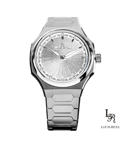 ساعة رجالي لويس ريفال 1028 فضي كامل