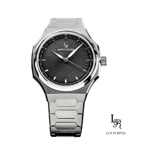 ساعة رجالي لويس ريفال 1028 فضي ميناء اسود