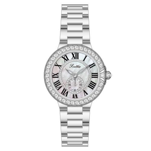 ساعة نسائي سكلوتي  9675  فضي ميناء ابيض