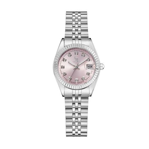 ساعة نسائي  لويس ريفال LR5004 فضي ميناء زهري