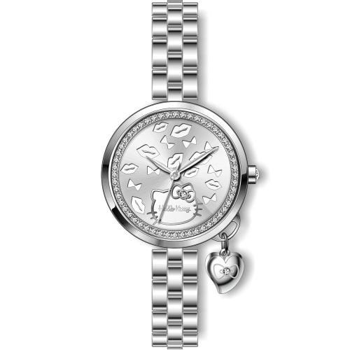 ساعة نسائي من هالو كيتي18026  فضي كامل