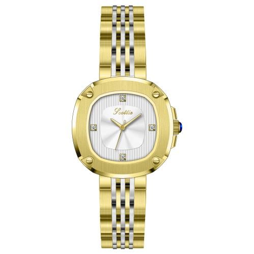 ساعة نسائي سكلوتي  9633 لونين ذهبي ميناء ابيض