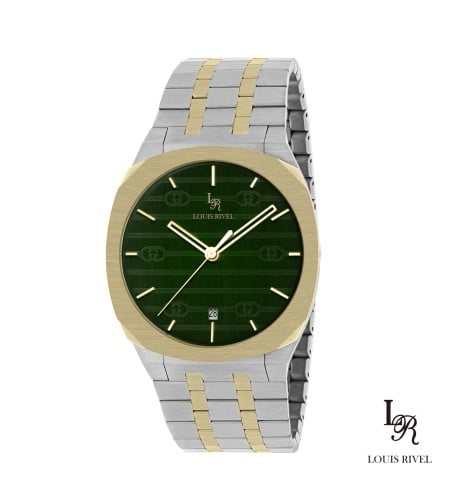 ساعة رجالي لويس ريفال 1040 لونين ذهبي ميناء اخضر