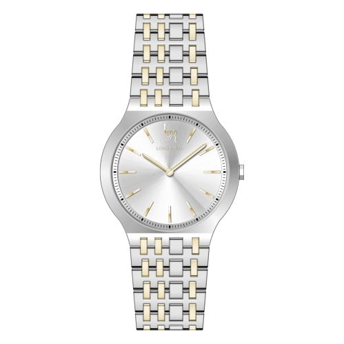 ساعة رجالي لويس ريفال 23013  لونين ذهبي ميناء ابيض