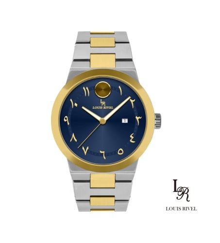 ساعة رجالي لويس ريفال 2437 لونين ذهبي ميناء ازرق