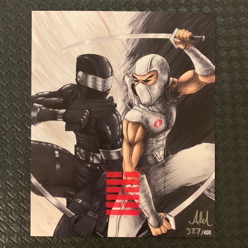 Exclusive ART Print Features Snake Eyes and Stororm Shadow from Gl Joe Hand Signed & Numbered 327 / 400
