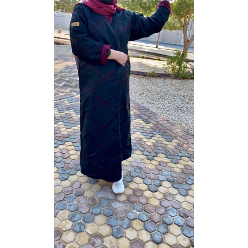 عبايه دبل فيس عنابي واسود