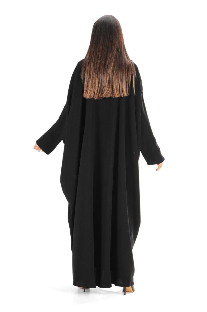 عباية سوداء كريب بقصة بشت بتطريز فاخر